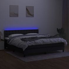 Greatstore Box spring postel s matrací a LED černá 180x200 cm textil