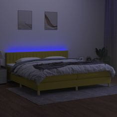 Vidaxl Box spring postel s matrací a LED zelená 200x200 cm textil