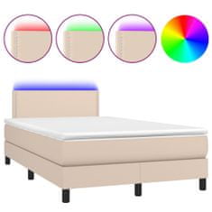 Petromila Box spring postel matrace a LED cappuccino 120x200cm umělá kůže