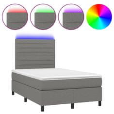 Greatstore Box spring postel s matrací a LED tmavě šedá 120x200 cm textil