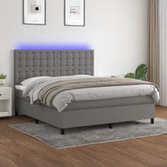 Greatstore Box spring postel s matrací a LED tmavě šedá 180x200 cm textil