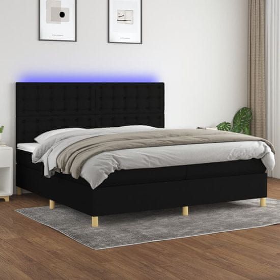 Vidaxl Box spring postel s matrací a LED černá 200x200 cm textil