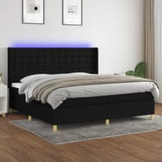 Greatstore Box spring postel s matrací a LED černá 200x200 cm textil