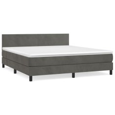 Greatstore Box spring postel s matrací tmavě šedá 160x200 cm samet