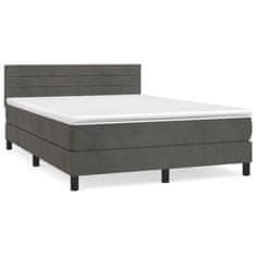 Greatstore Box spring postel s matrací tmavě šedá 140x200 cm samet