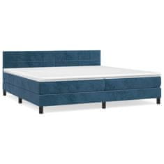 Greatstore Box spring postel s matrací tmavě modrá 200x200 cm samet