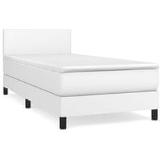 Greatstore Box spring postel s matrací bílá 90x200 cm umělá kůže