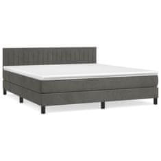 Greatstore Box spring postel s matrací tmavě šedá 160x200 cm samet