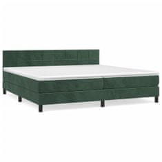 Greatstore Box spring postel s matrací tmavě zelená 200x200 cm samet