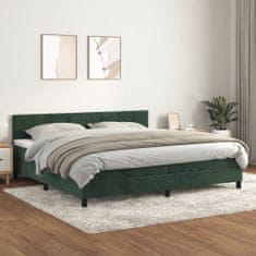 Greatstore Box spring postel s matrací tmavě zelená 200x200 cm samet