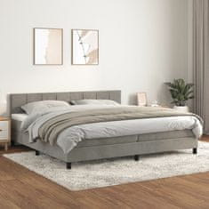 Greatstore Box spring postel s matrací světle šedá 200x200 cm samet