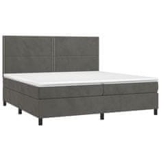 Greatstore Box spring postel s matrací tmavě šedá 200x200 cm samet