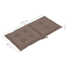 Greatstore Podušky na zahradní židle 4 ks taupe 100 x 50 x 7 cm