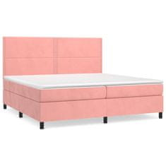 Greatstore Box spring postel s matrací růžová 200x200 cm samet