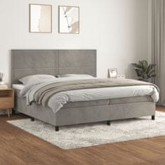 Greatstore Box spring postel s matrací světle šedá 200x200 cm samet