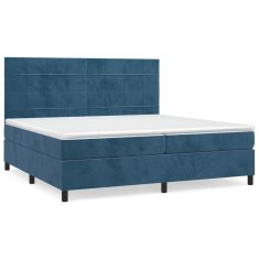 Greatstore Box spring postel s matrací tmavě modrá 200x200 cm samet