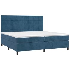 Greatstore Box spring postel s matrací tmavě modrá 200x200 cm samet