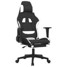 Vidaxl Otočná herní židle s podnožkou černá a bílá textil