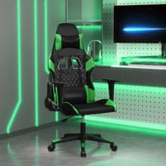 Greatstore Masážní herní židle černá a zelená umělá kůže