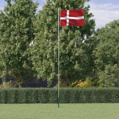 Vidaxl Vlajka Dánska a stožár 6,23 m hliník