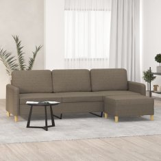 Greatstore 3místná pohovka s podnožkou taupe 210 cm textil