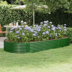 Vidaxl Zahradní truhlík práškově lakovaná ocel 296x140x36 cm zelený