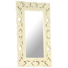 Vidaxl Ručně vyřezávané zrcadlo bílé 80 x 50 cm masivní mangovník