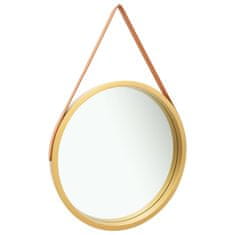 Greatstore Nástěnné zrcadlo s popruhem 60 cm zlaté