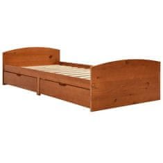 Vidaxl Rám postele 2 zásuvky medově hnědý masivní borovice 90x200 cm