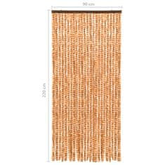 Greatstore Závěs proti hmyzu okrovo-bílý 90 x 220 cm Chenille