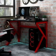 Greatstore Herní stůl s nohami ve tvaru K černý a červený 110 x 60 x 75 cm