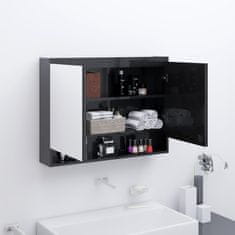 Greatstore Koupelnová skříňka se zrcadlem 80 x 15 x 60 cm MDF zářivě černá