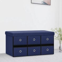 Greatstore Skládací úložná lavice modrá 76 x 38 x 38 cm umělý len