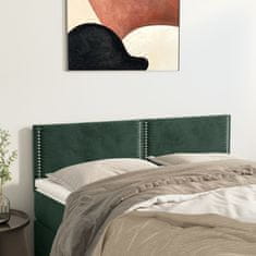 Greatstore Čela postele 2 ks tmavě zelená 72 x 5 x 78/88 cm samet