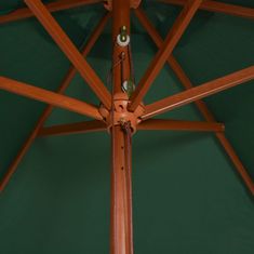 Greatstore Slunečník s dřevěnou tyčí, 200x300 cm, zelená