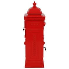 Greatstore Sloupová poštovní schránka ve vintage stylu rezuvzdorná červená