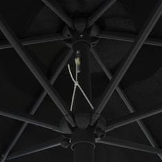Greatstore Slunečník s LED světly hliníková tyč 270 cm černý