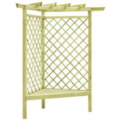 Greatstore Rohová pergola s lavicí 130x130x197 cm impregnovaná borovice