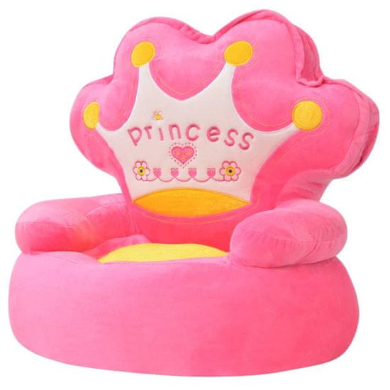 Greatstore Plyšové dětské křeslo Princess růžové