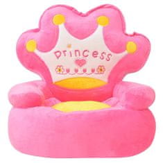 Greatstore Plyšové dětské křeslo Princess růžové