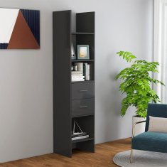 Greatstore Knihovna šedá s vysokým leskem 40 x 35 x 180 cm dřevotříska