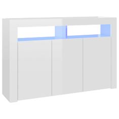 Vidaxl Příborník s LED osvětlením bílý vysoký lesk 115,5 x 30 x 75 cm