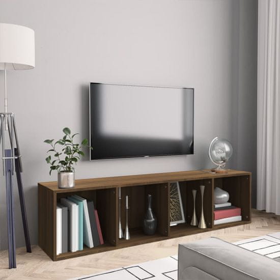 Greatstore Knihovna / TV skříňka hnědý dub 143x30x36 cm kompozitní dřevo