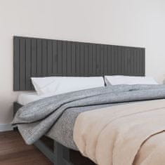 Vidaxl Nástěnné čelo postele šedé 204 x 3 x 60 cm masivní borové dřevo