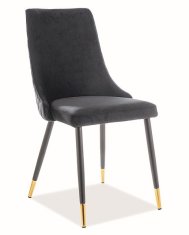 ATAN Jídelní čalouněná židle NOPI velvet černá/černá/zlatá
