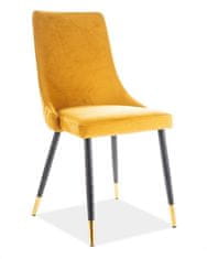 ATAN Jídelní čalouněná židle NOPI velvet žlutá/černá/zlatá