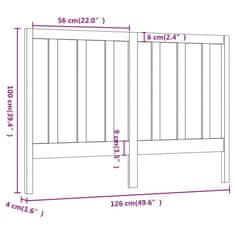 Vidaxl Čelo postele 126 x 4 x 100 cm masivní borovice