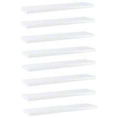 Vidaxl Police na knihy 8 ks bílé lesklé 40x10x1,5 cm kompozitní dřevo