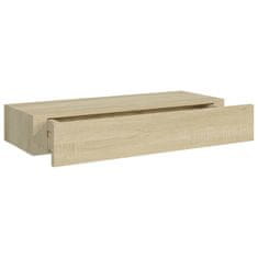 Vidaxl Nástěnné police se zásuvkou 2 ks dub 60 x 23,5 x 10 cm MDF