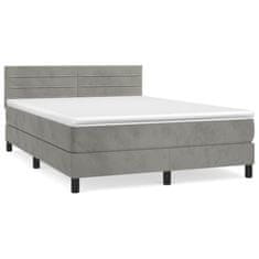 Vidaxl Box spring postel s matrací světle šedá 140x190 cm samet